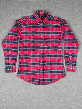 Ralph Lauren Red and Navy Plaid Button-Down Shirt